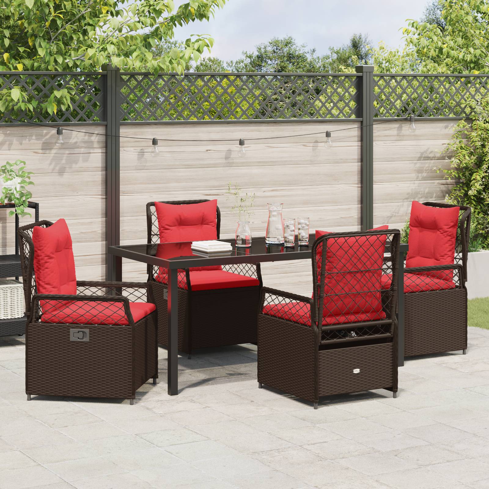 vidaXL 5-teiliges Garten-Essset Braun Poly-Rattan