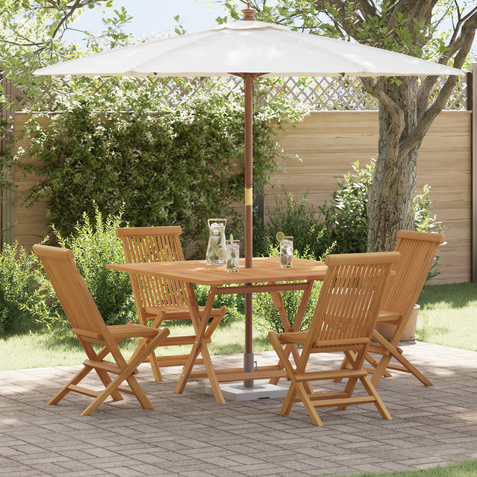 vidaXL 5-teiliges Garten Esszimmer Set aus massivem Teakholz