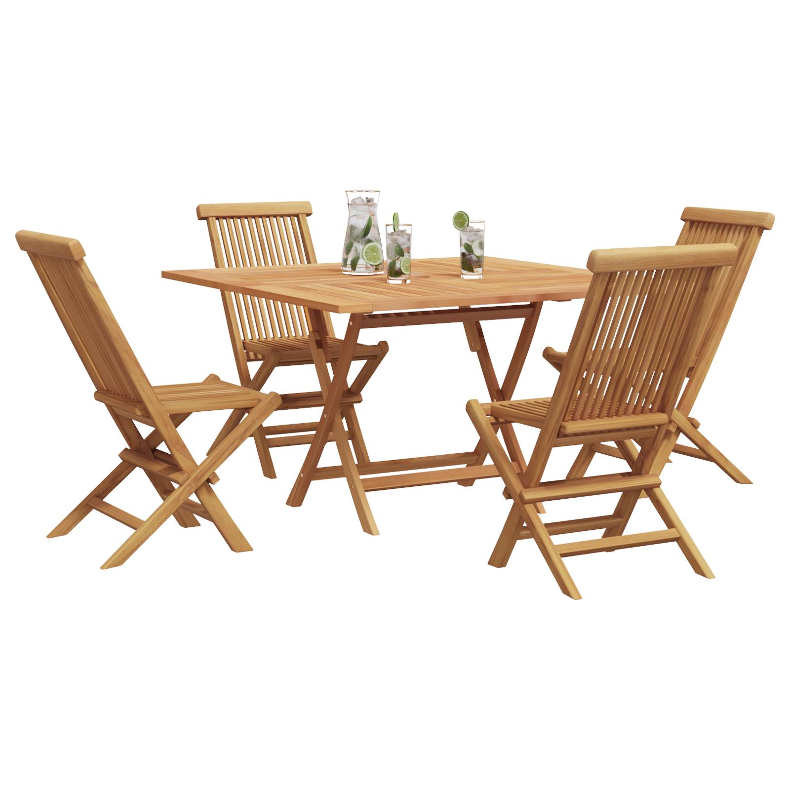 vidaXL 5-teiliges Garten Esszimmer Set aus massivem Teakholz