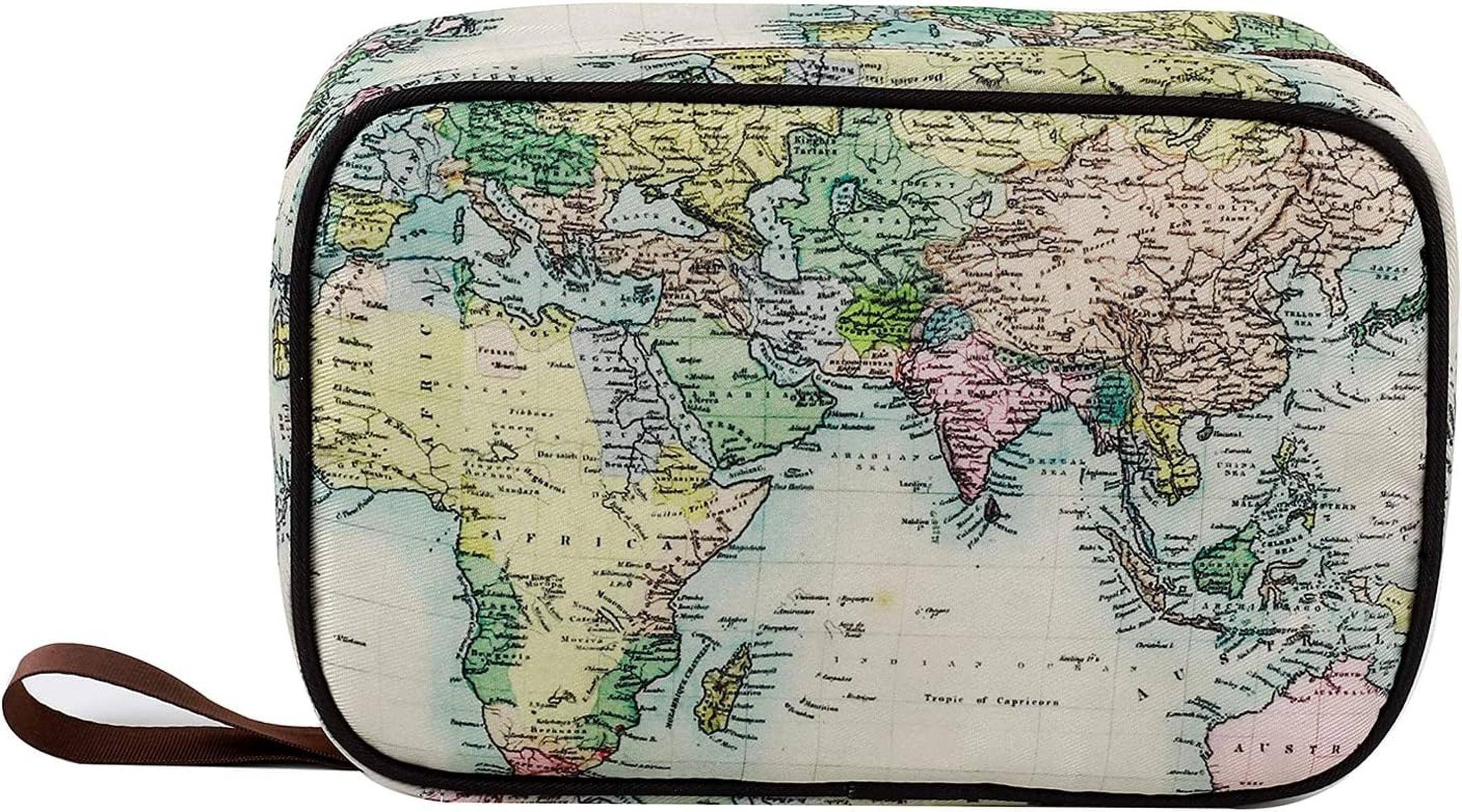 I-TOTAL® Kosmetiktasche Reisetasche Damen Herren wasserdicht Haken alte Karte