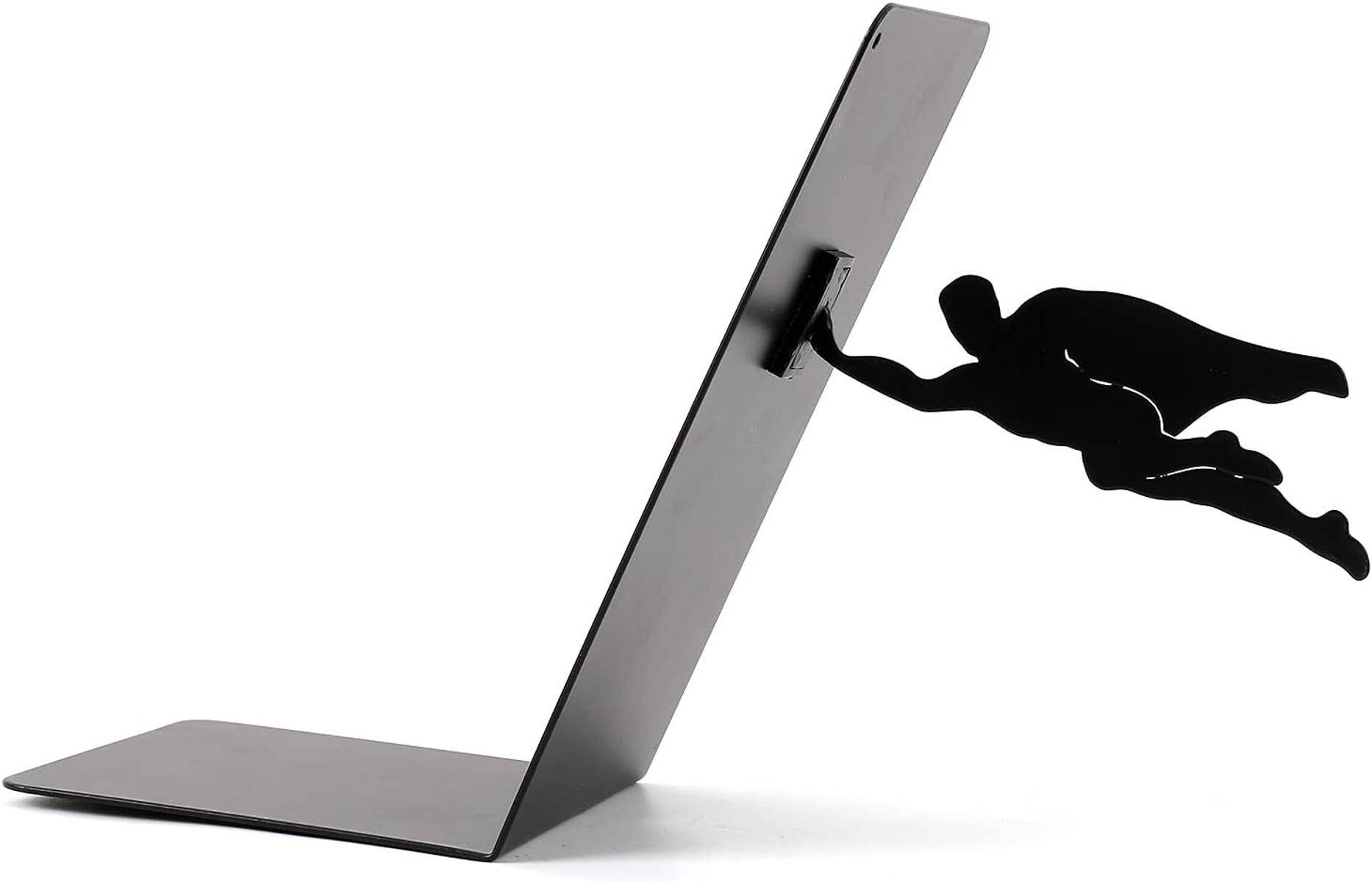 I-TOTAL® - Niedlicher Buchhalter aus Metall Buchstütze für Regal Tisch Superheld