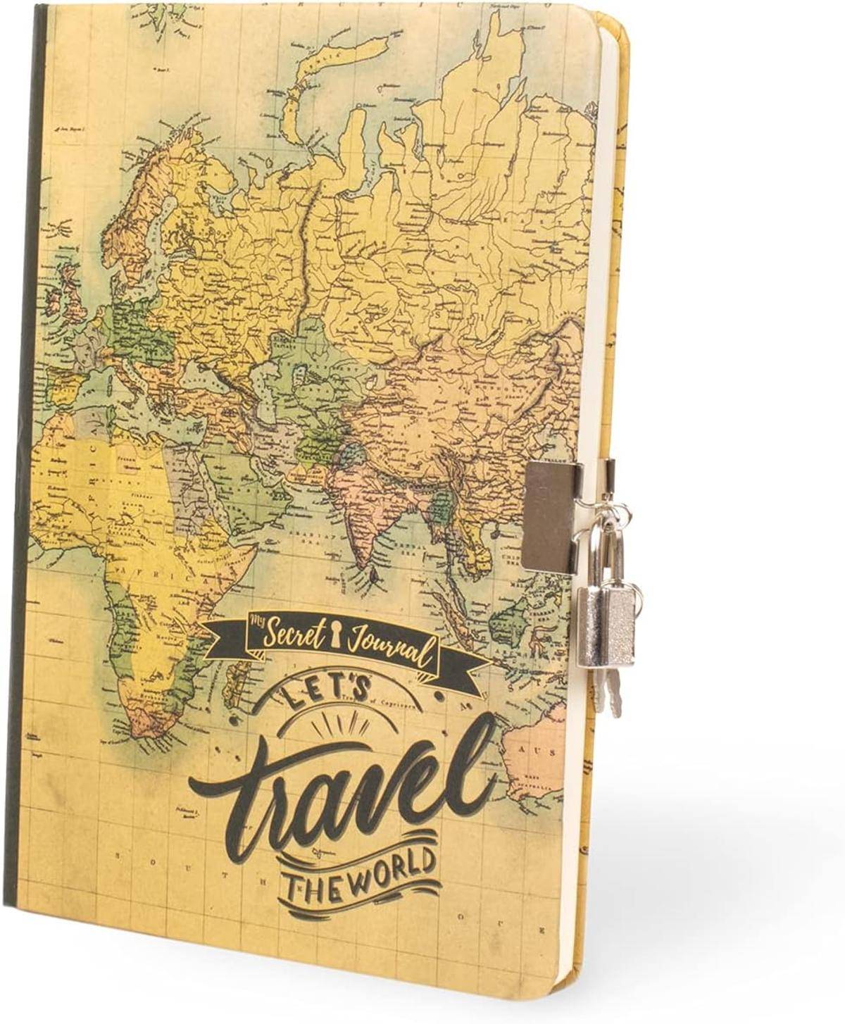 I-TOTAL ® Tagebuch Vorhängeschloss Schlüsseln 80 Seiten alte Karte