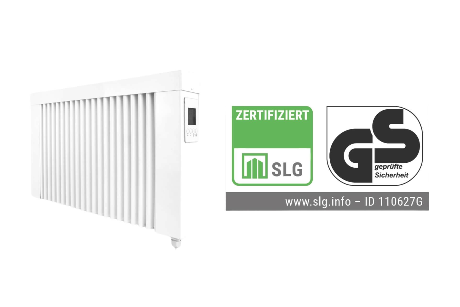 Elektroheizung areo smart base GS niedrige Flächenspeicherheizung 400 Watt - geprüfte Sicherheit - digitales Thermostat mit LCD-Display von eVARMO