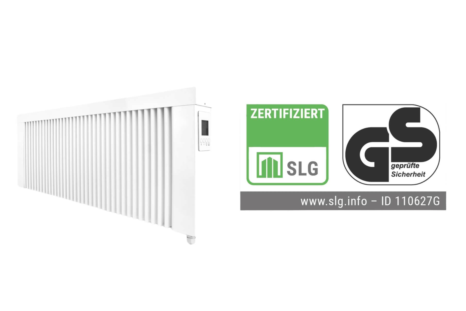 Elektroheizung areo smart base GS niedrige Flächenspeicherheizung 1600 Watt - geprüfte Sicherheit - digitales Thermostat mit LCD-Display von eVARMO