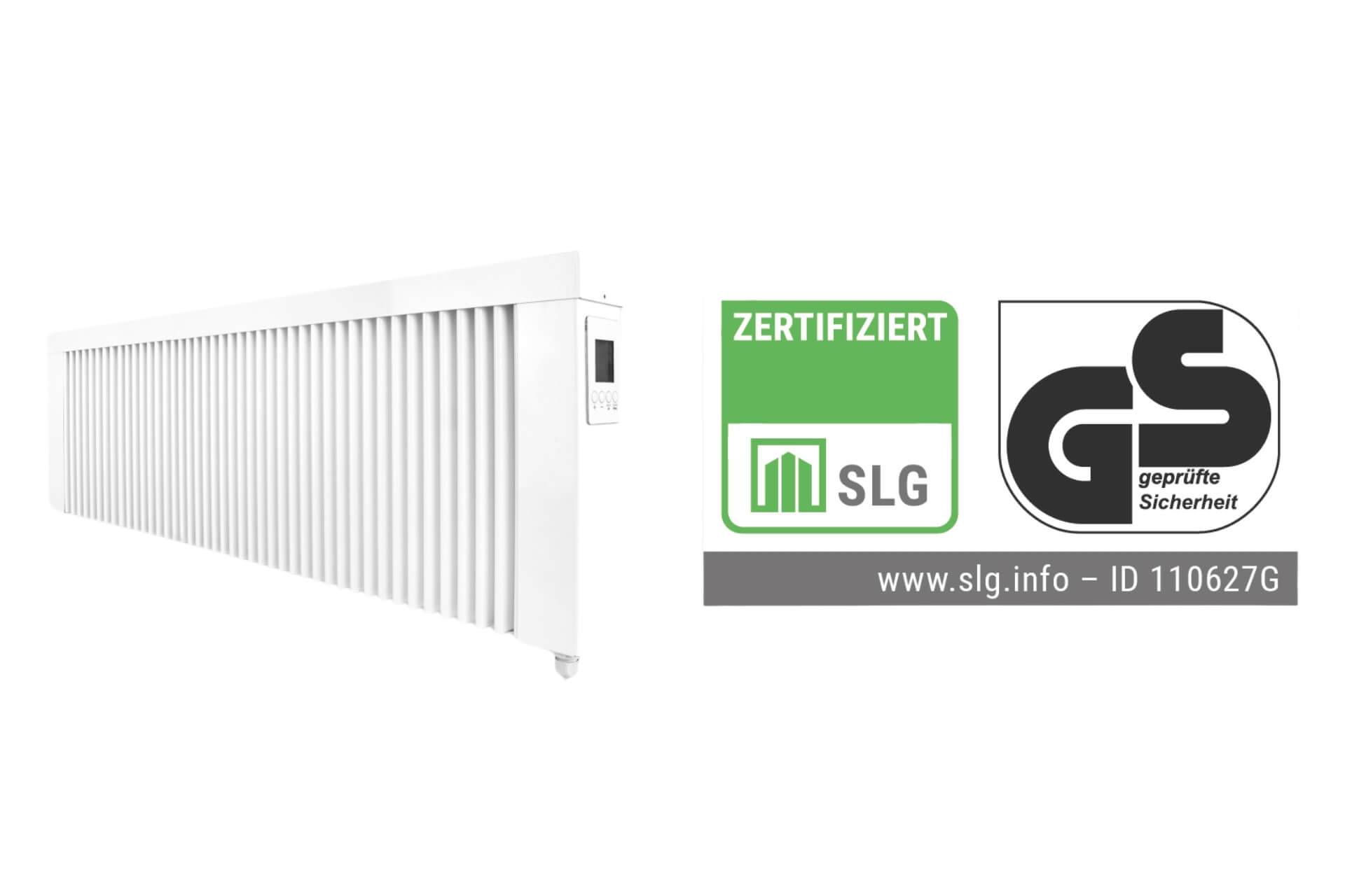 Elektroheizung areo smart base GS niedrige Flächenspeicherheizung 2000 Watt - geprüfte Sicherheit - digitales Thermostat mit LCD-Display von eVARMO