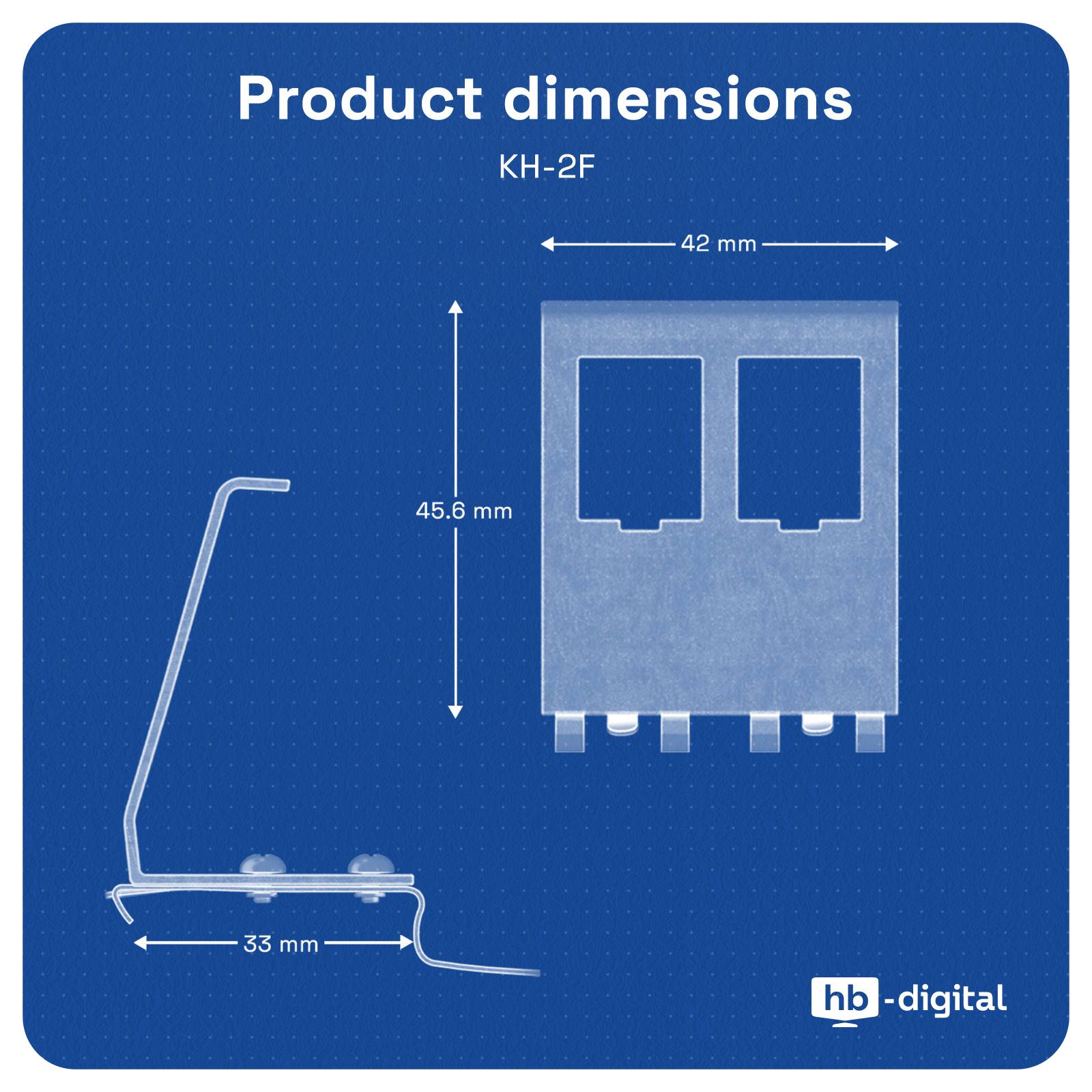 hb-digital Hutschienenadapter für 2 Keystone Modul aus Edelstahl für 35mm DIN-Schienen