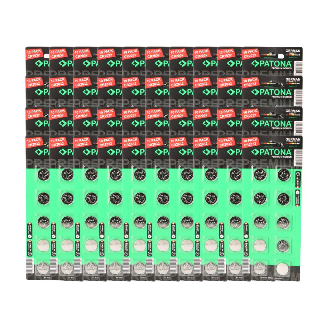 PATONA Premium 400x CR2032 Batterien (40x10er) Pack 3V Lithium