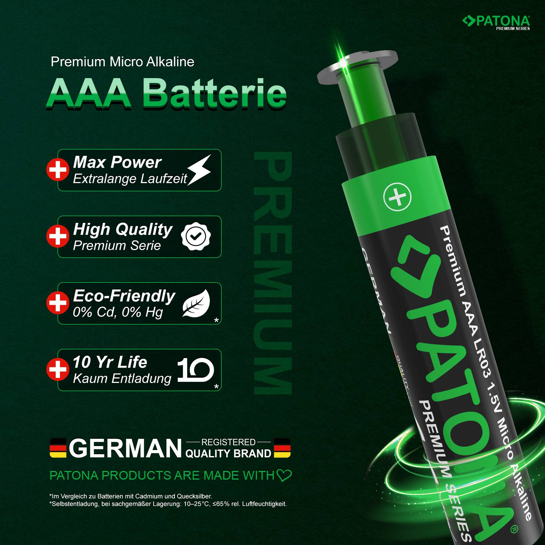 PATONA Premium 200x AAA Batterien (20x10er) Pack 1,5V Alkaline