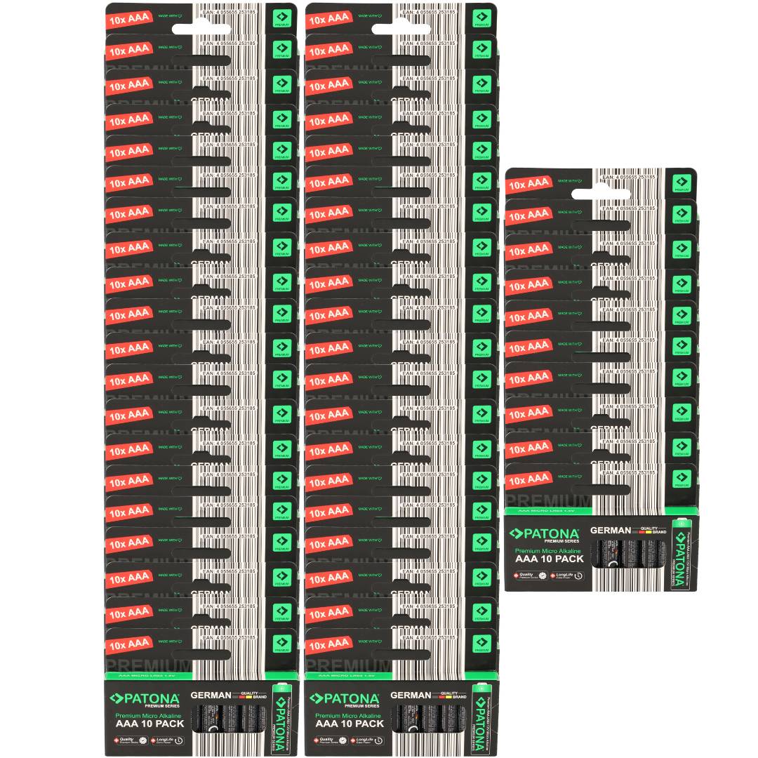 PATONA Premium 500x AAA Batterien (50x10er) Pack 1,5V Alkaline