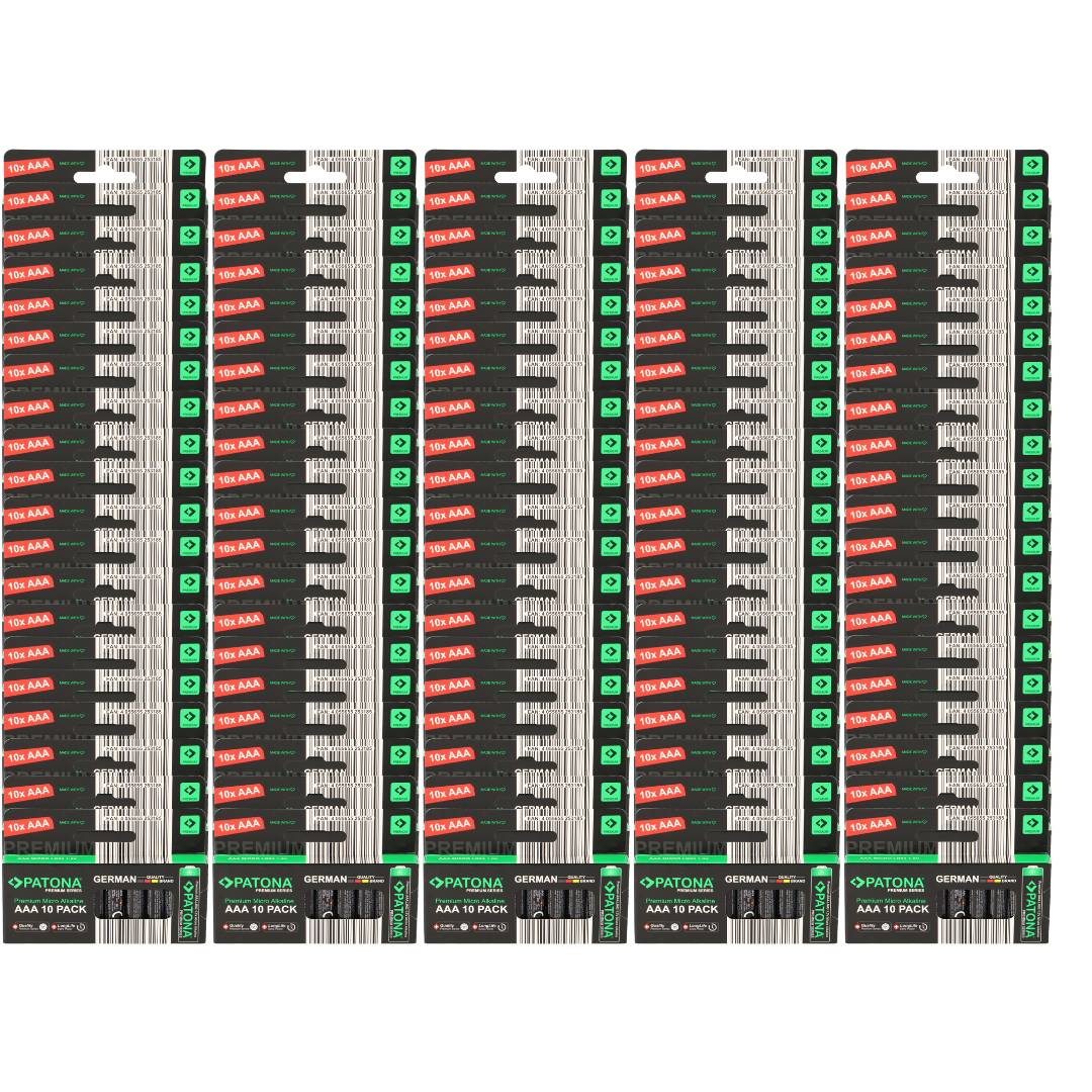 PATONA Premium 1000x AAA Batterien (100x10er) Pack 1,5V Alkaline