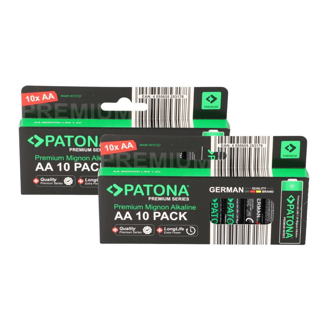 PATONA Premium 20x AA Batterien (2x10er) Pack 1,5V Alkaline