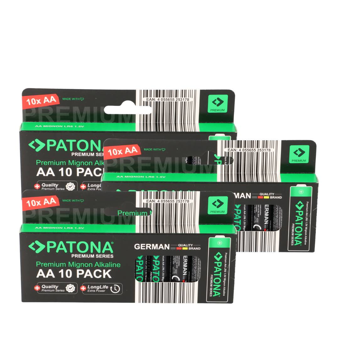 PATONA Premium 30x AA Batterien 1,5V Alkaline – Mignon LR6 – 3×10er-Pack