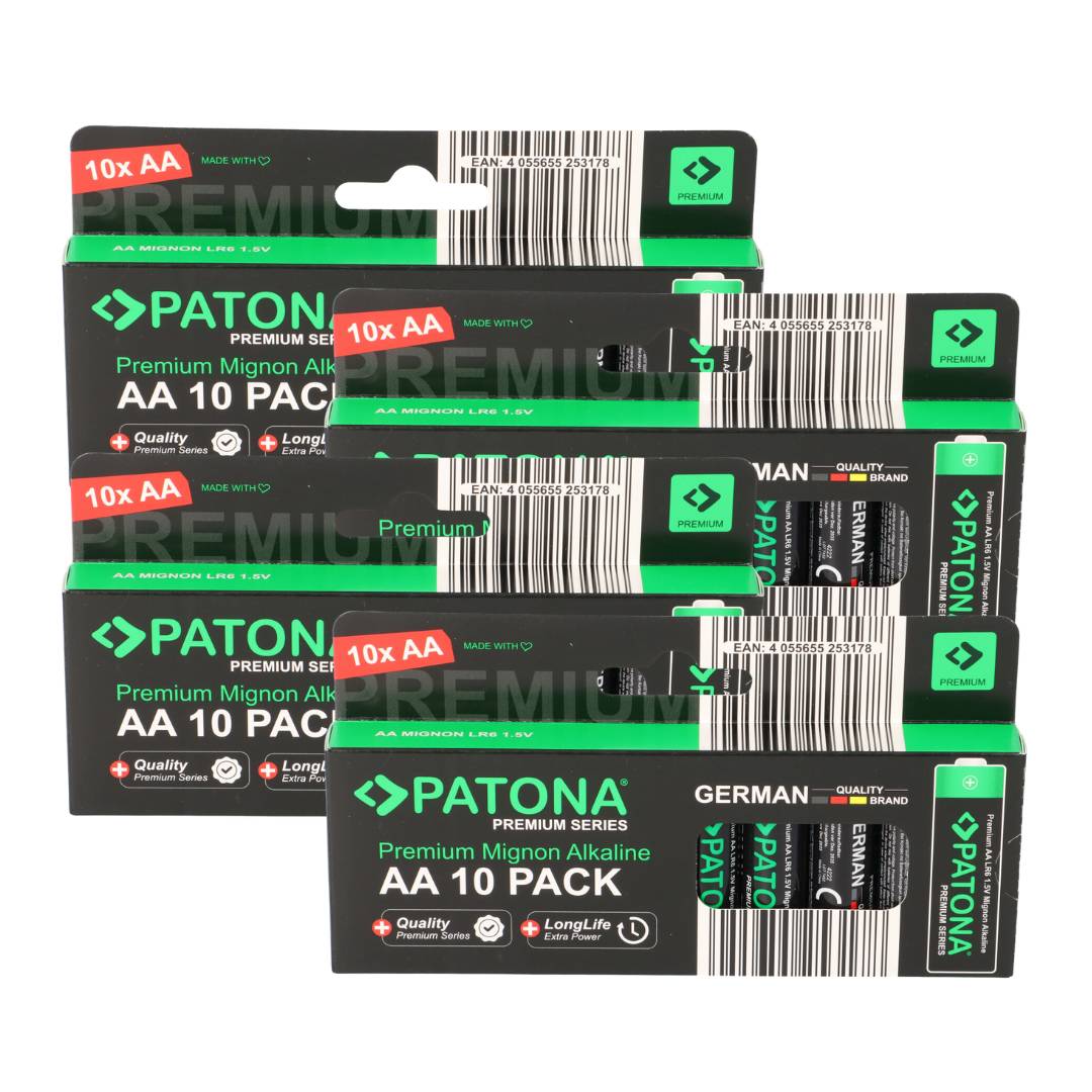 PATONA Premium 40x AA Batterien (4x10er) Pack 1,5V Alkaline