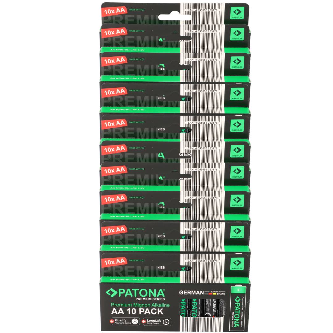 PATONA Premium 100x AA Batterien (10x10er) Pack 1,5V Alkaline