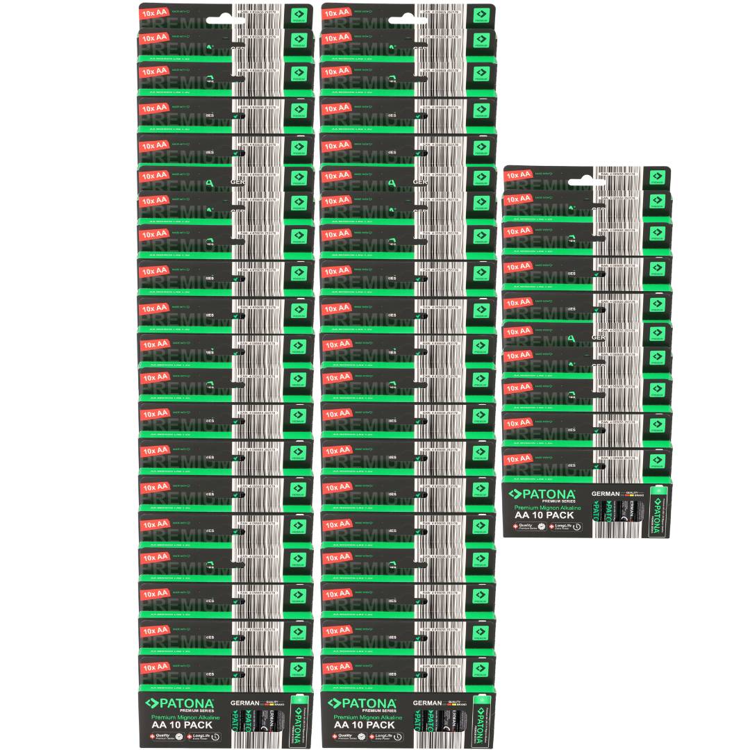 PATONA Premium 500x AA Batterien (50x10er) Pack 1,5V Alkaline