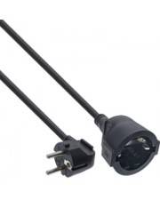 InLine Strom-Verlängerung Schutzkontakt Stecker gewinkelt Buchse schwarz Kabel Verlängerungskabel Strom/Netzteil 7 m