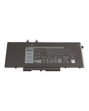 Schwarze Dell-Laptop-Batterie auf weißem Hintergrund dargestellt.