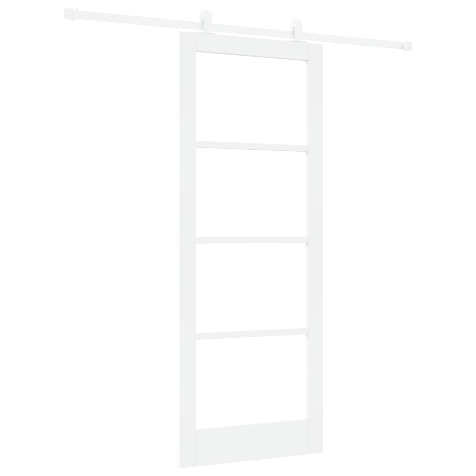 vidaXL Schiebetür mit Hardware-Set 'ORKDAL'Weiß Massivholz & Glas
