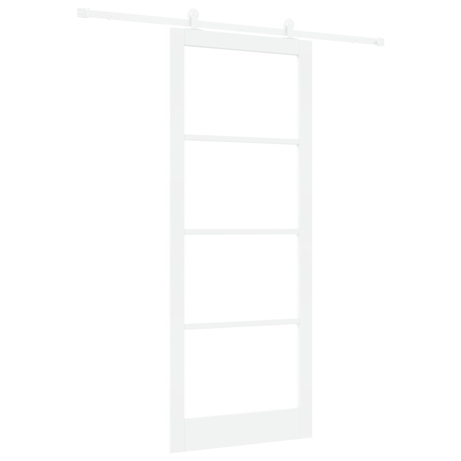 vidaXL Schiebetür mit Hardware-Set 'ORKDAL'Weiß Massivholz & Glas