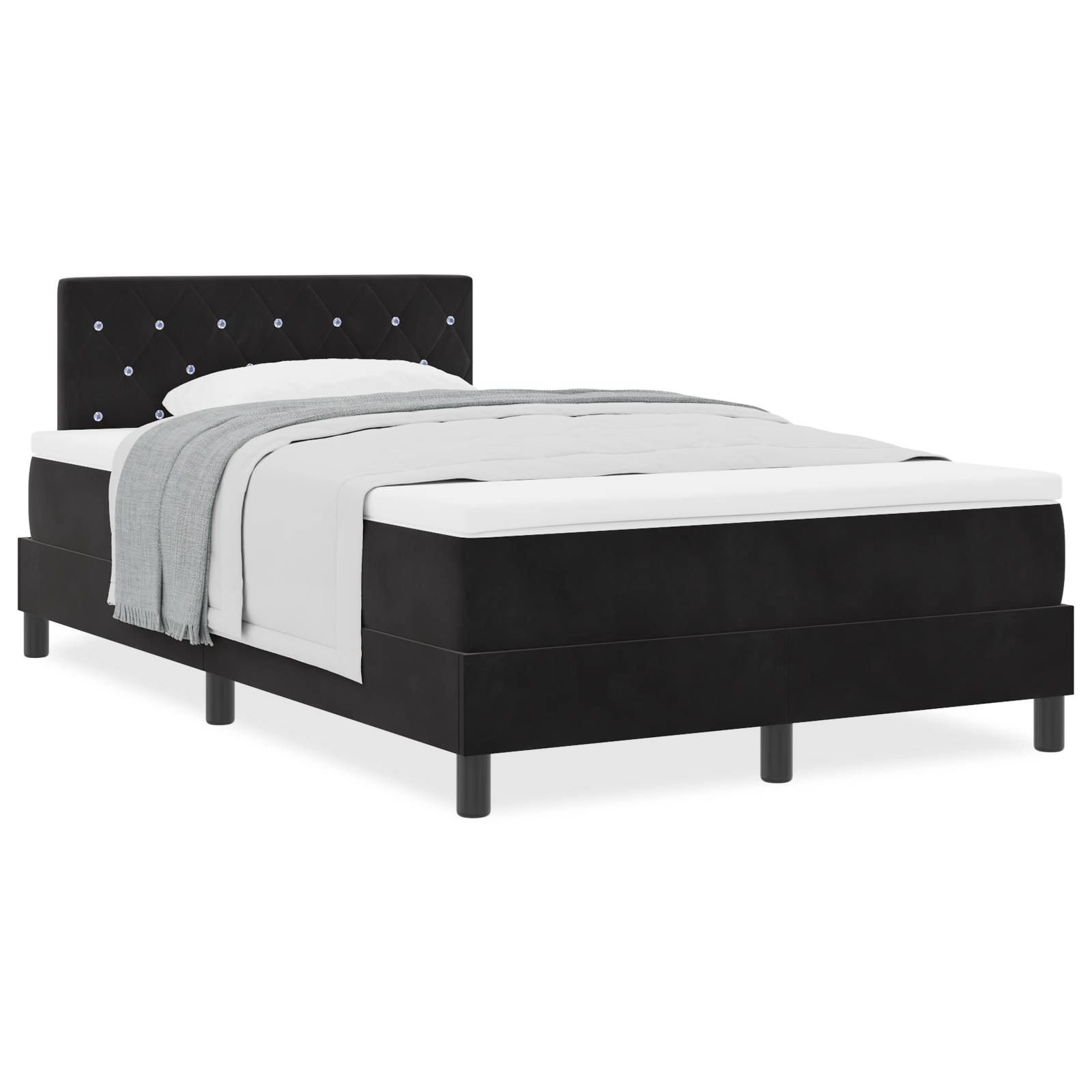 vidaXL Boxspringbett mit Matratze Schwarz Samt