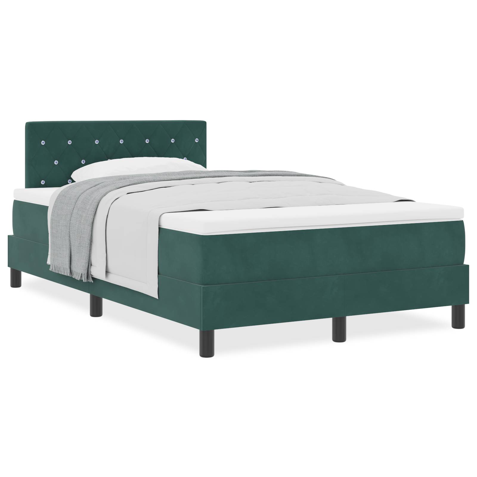 vidaXL Boxspringbett mit Matratze Dunkelgrün Samt