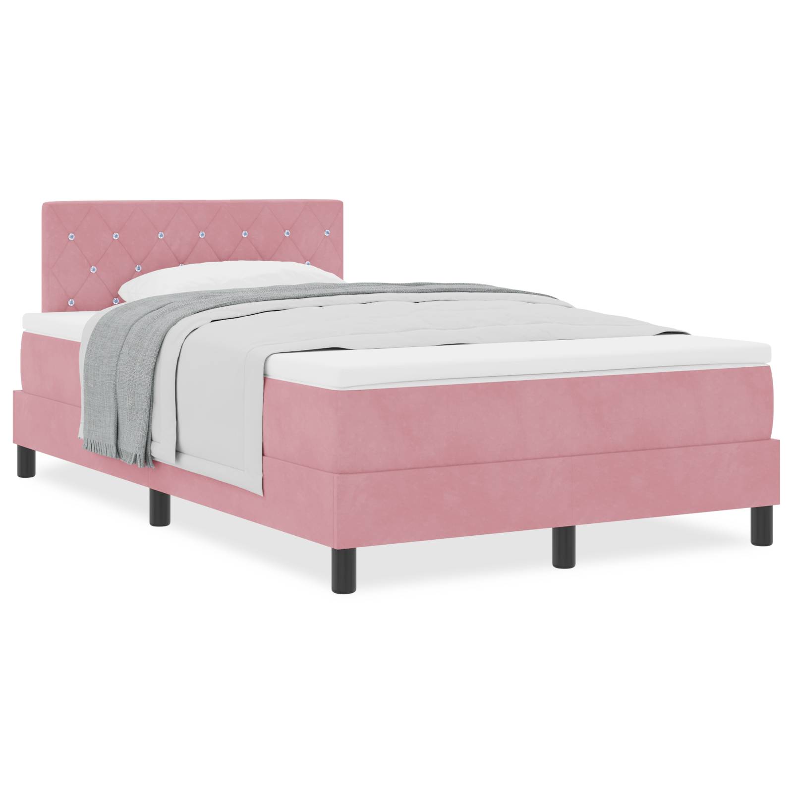 vidaXL Boxspringbett mit Matratze Rosa 120x200 cm Samt