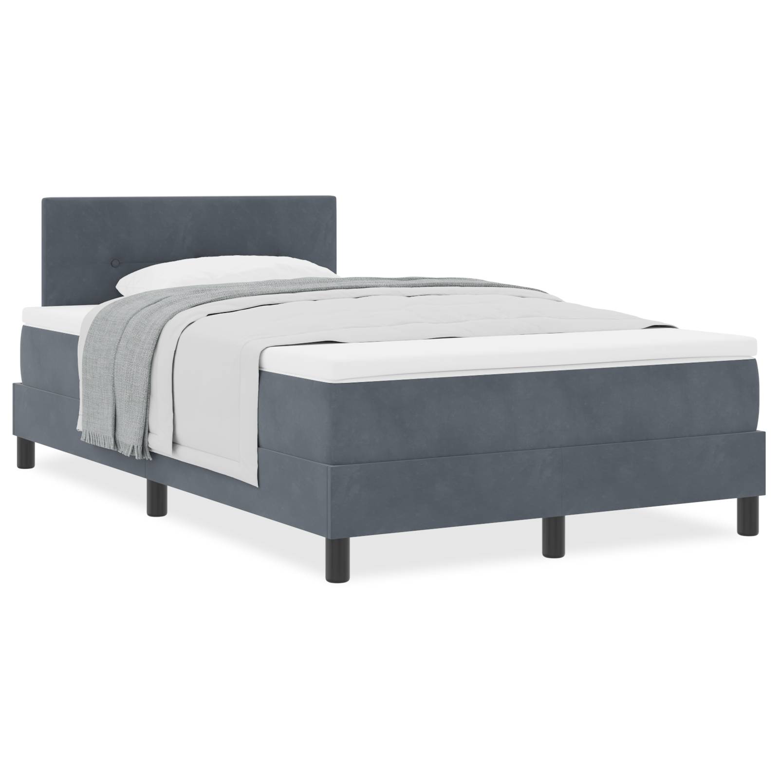 vidaXL Boxspringbett mit Matratze Dunkelgrau Samt