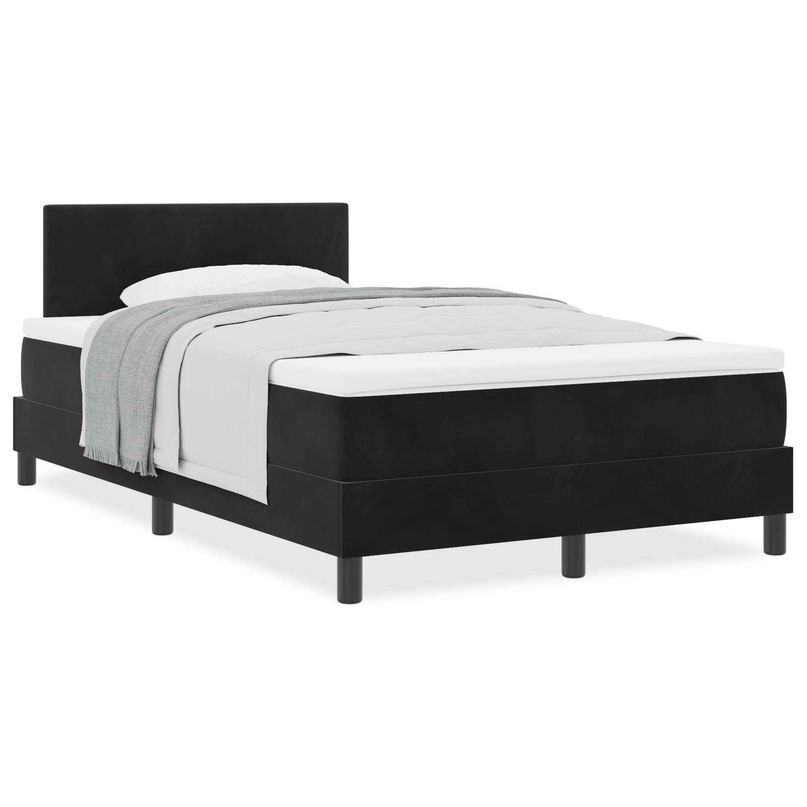 vidaXL Boxspringbett mit Matratze Schwarz Samt