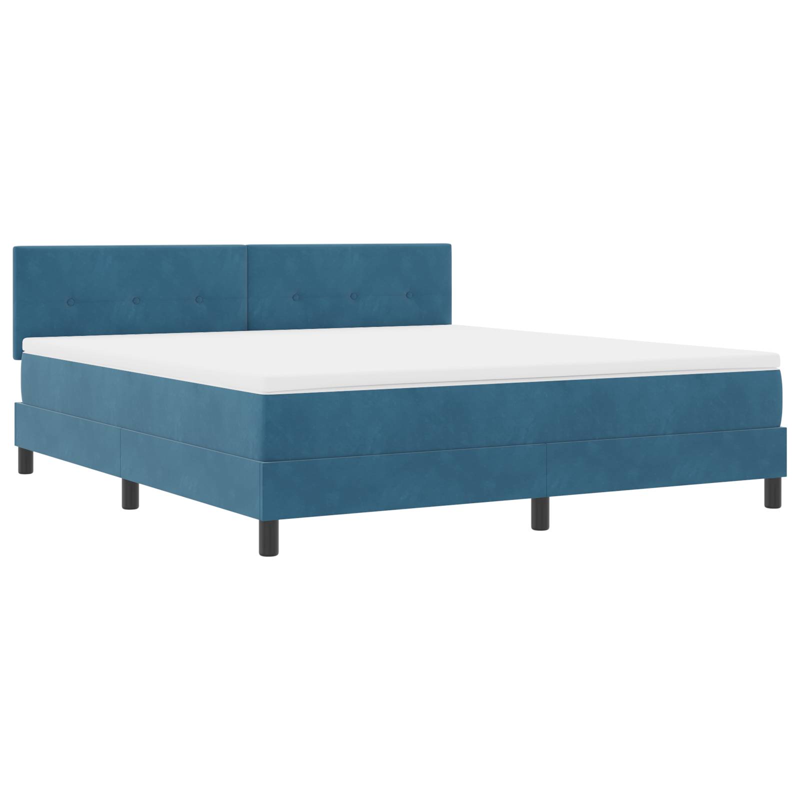 vidaXL LED Boxspringbett mit Matratze Dunkelblau 180x200 cm Samt