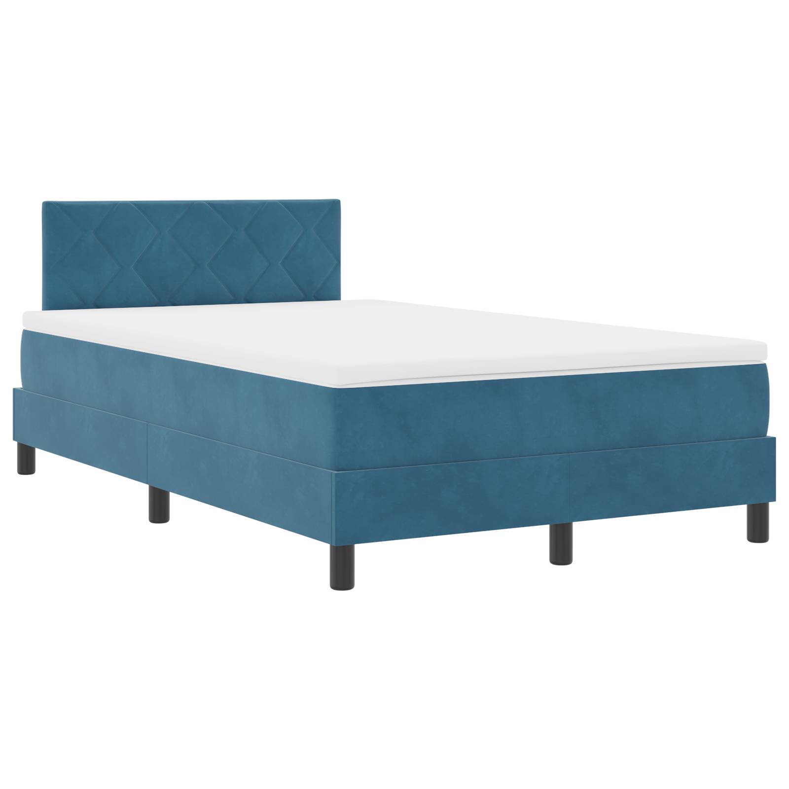 vidaXL Boxspringbett mit Matratze Dunkelblau 120x200 cm Samt