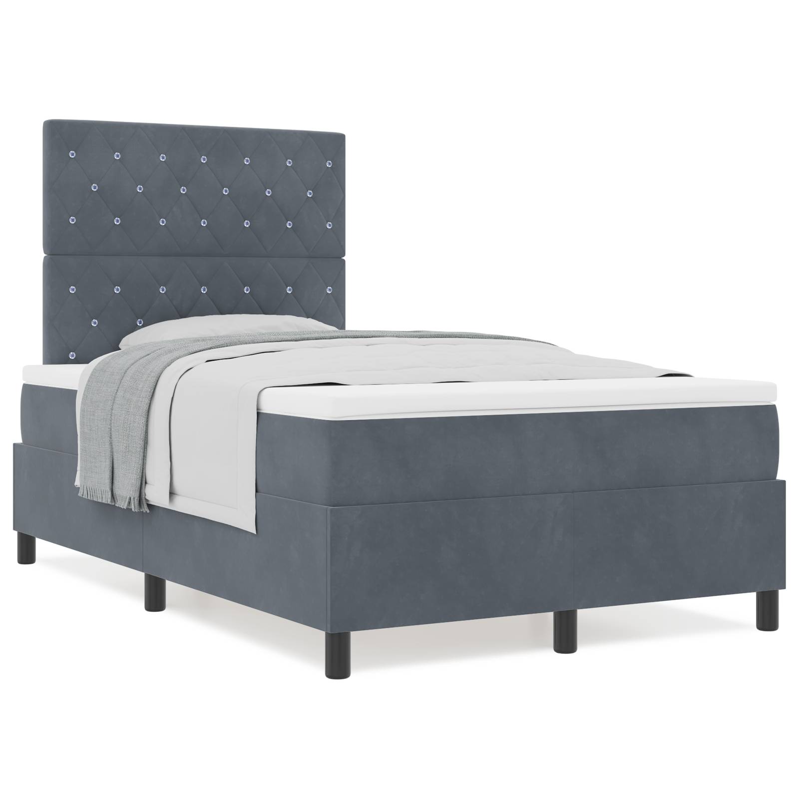 vidaXL Boxspringbett mit Matratze Dunkelgrau Samt