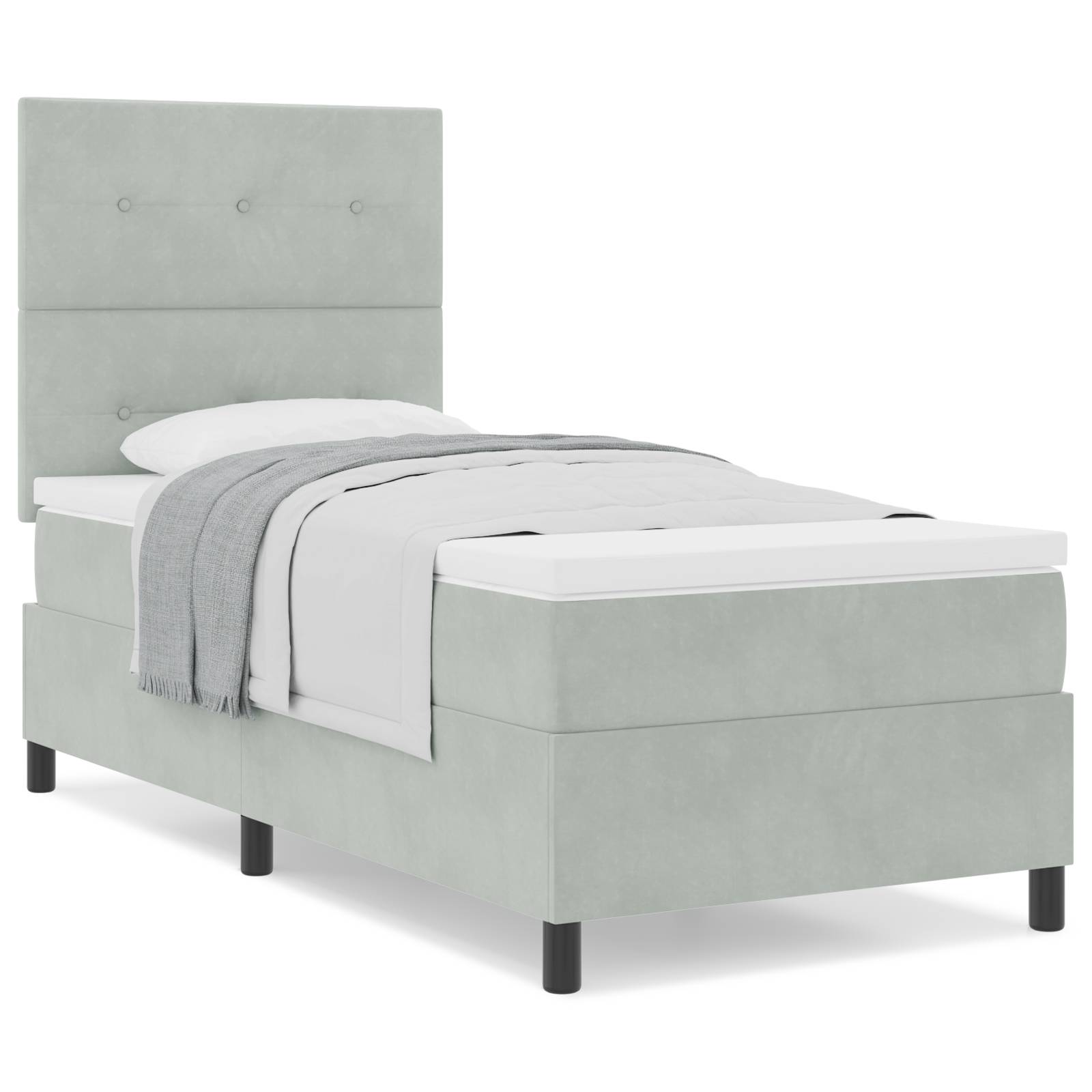 vidaXL Boxspringbett mit Matratze Hellgrau Samt