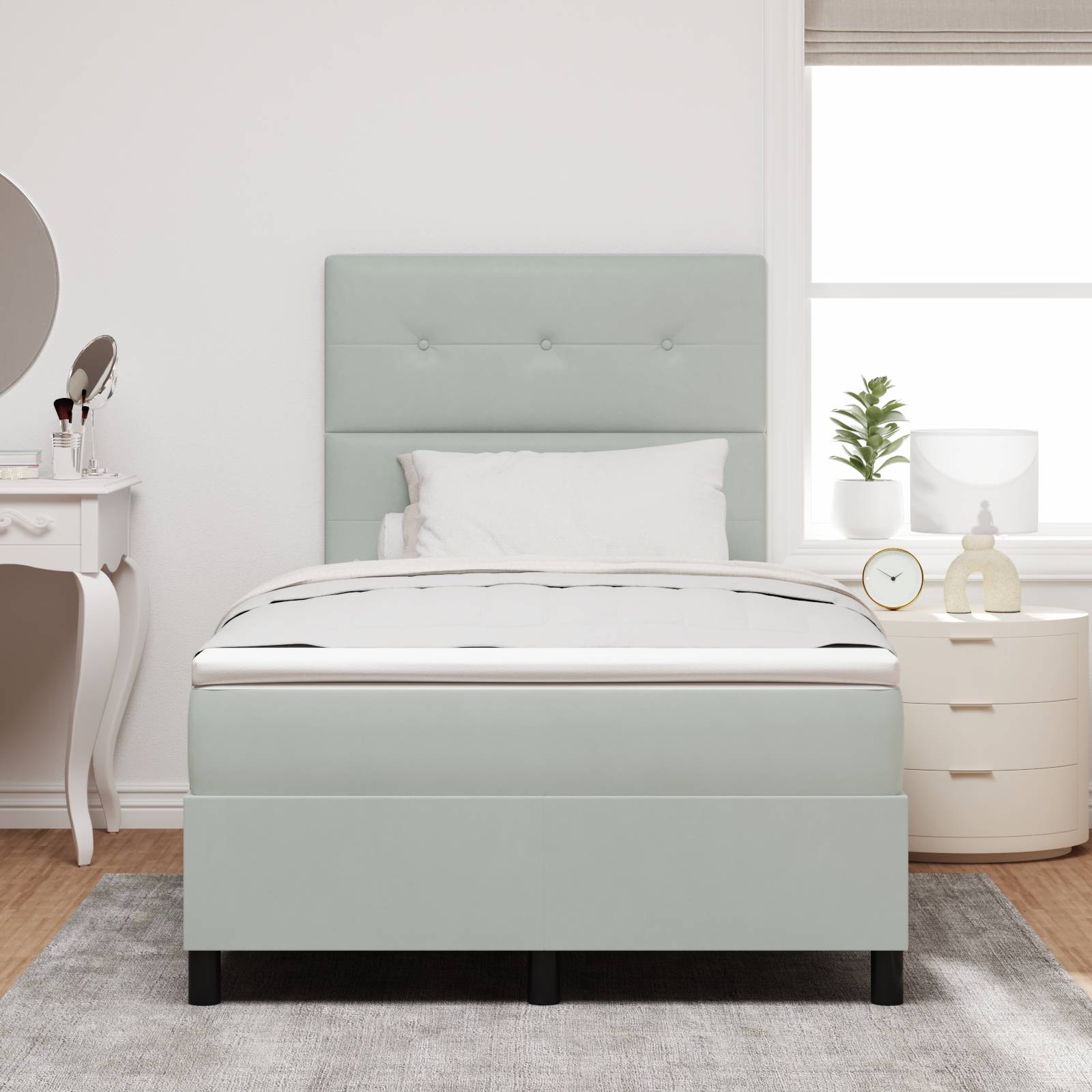 vidaXL Boxspringbett mit Matratze Hellgrau 120x200 cm Samt