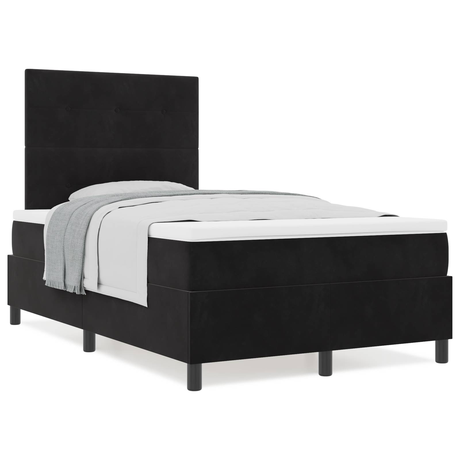 vidaXL Boxspringbett mit Matratze Schwarz Samt