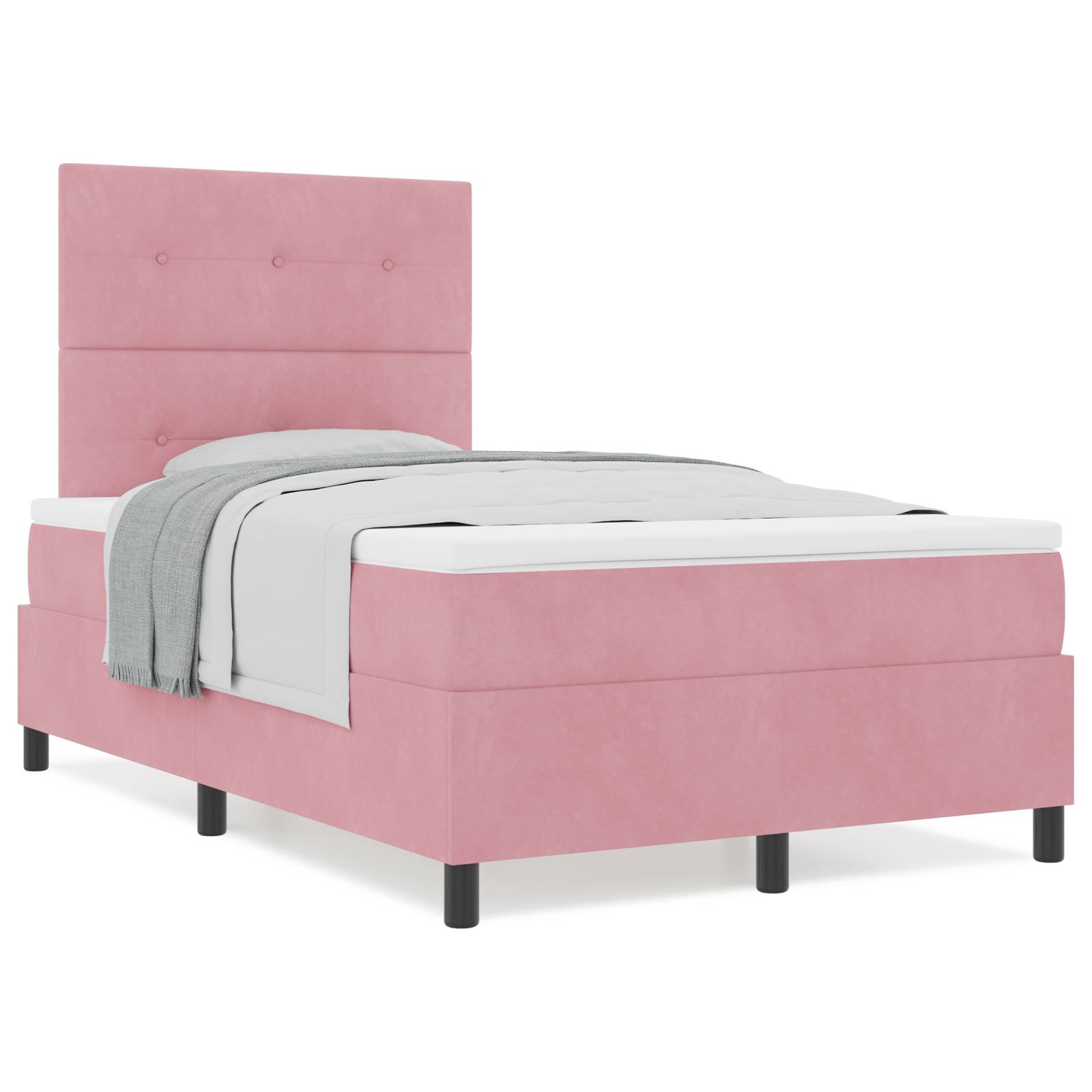 vidaXL Boxspringbett mit Matratze Rosa 120x200 cm Samt