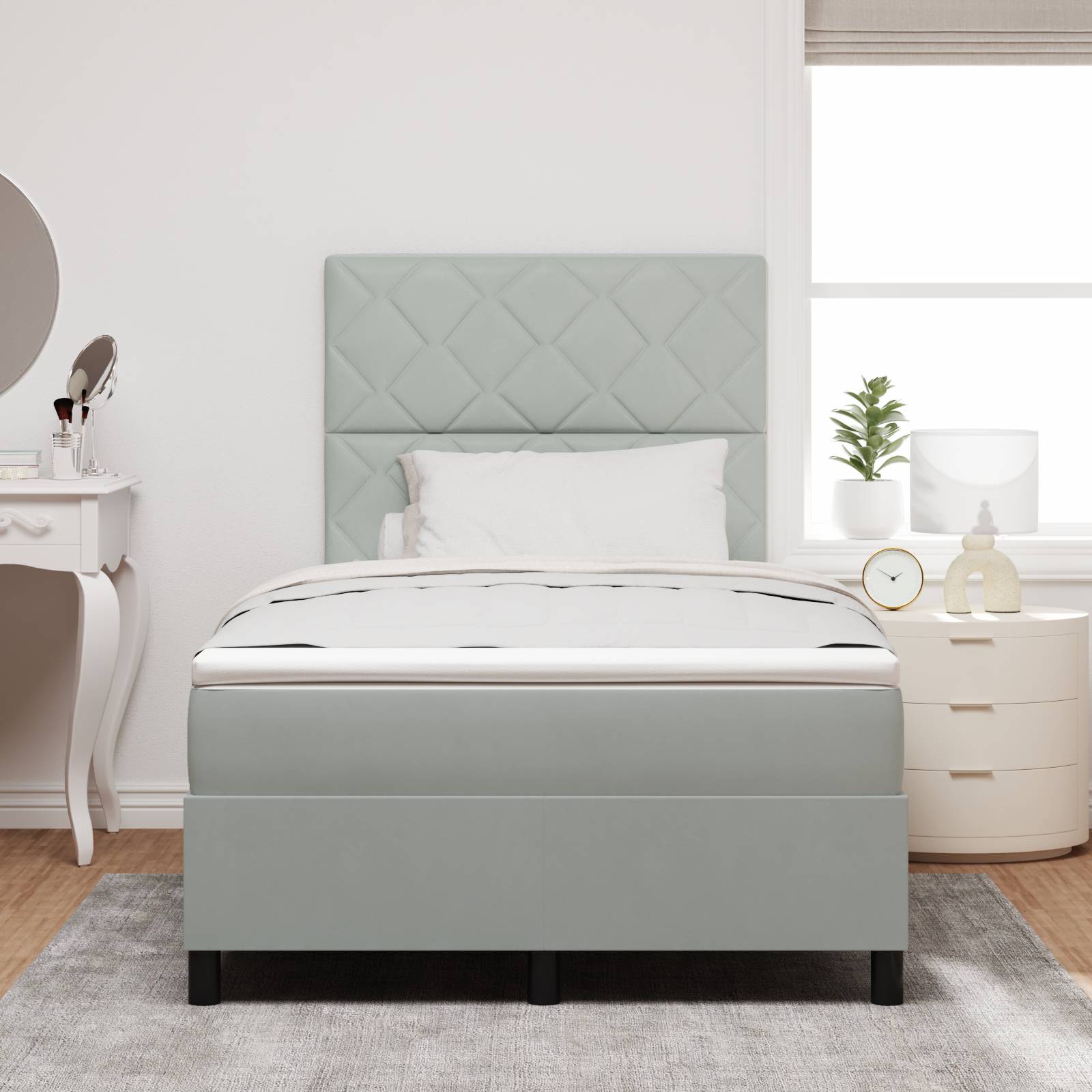 vidaXL Boxspringbett mit Matratze Hellgrau 120x200 cm Samt