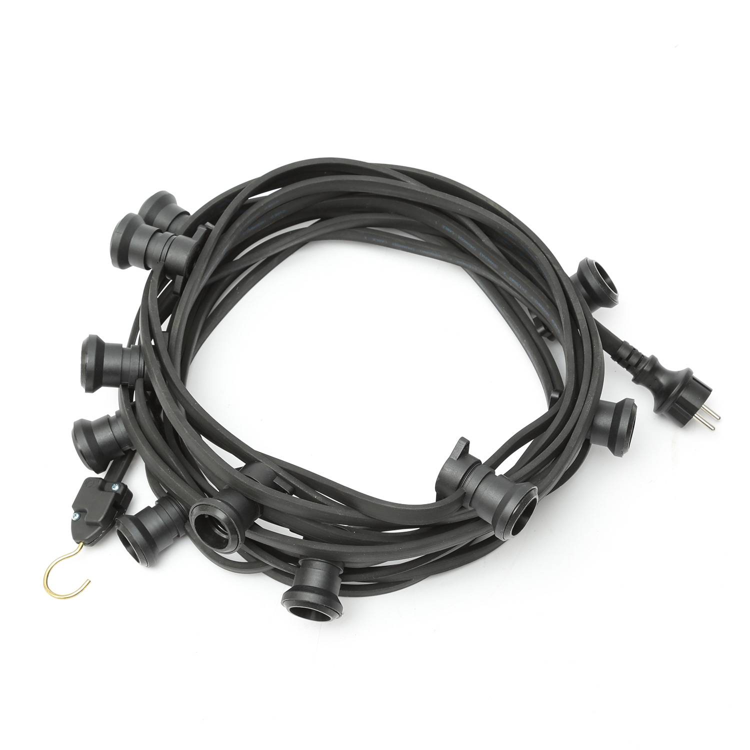 ILLU Lichterkette 10m schwarz 10xE27 Fassung Garten Party Fest Biergarten Event