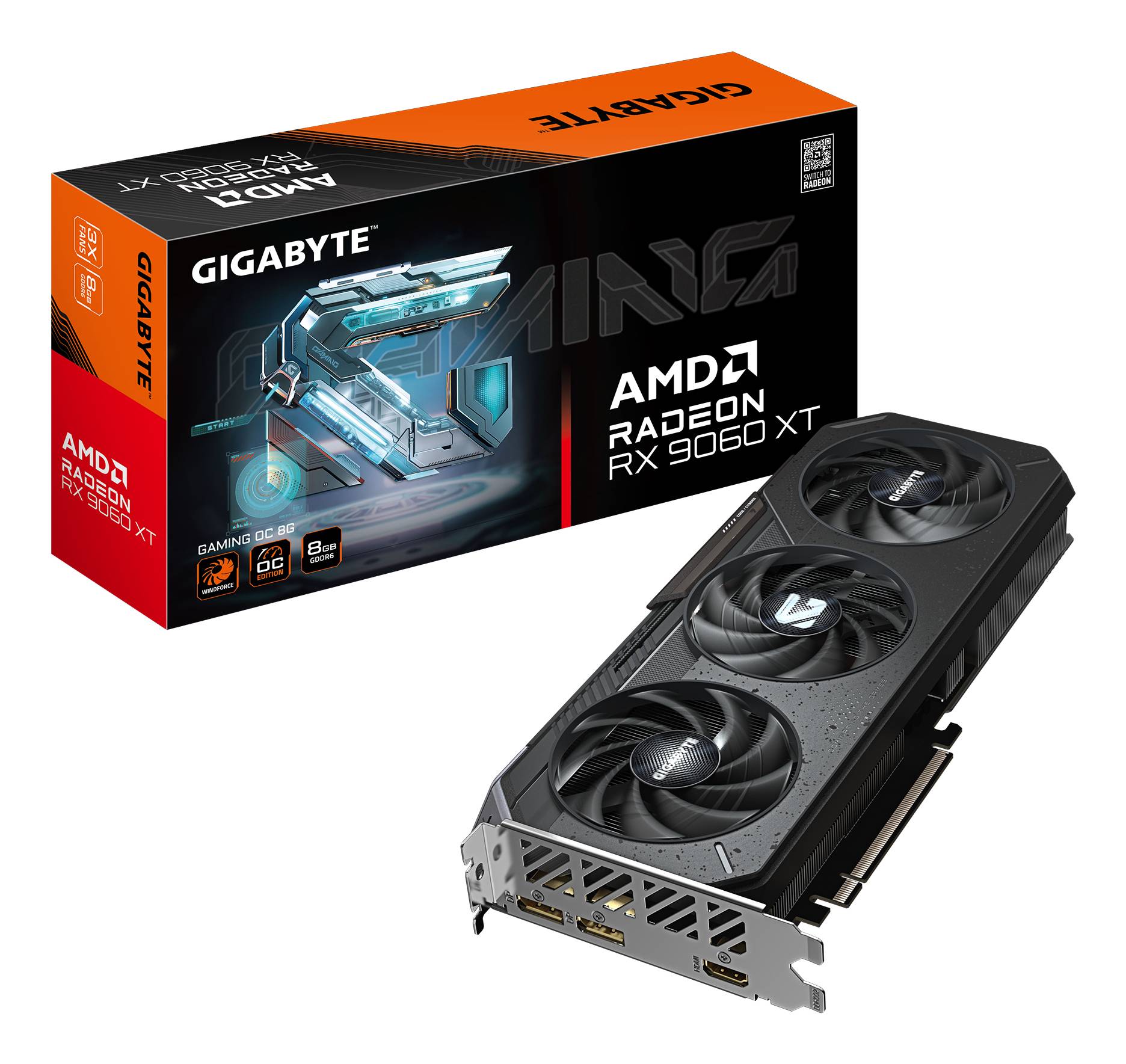 Gigabyte Radeon RX9060 XT Gaming OC 8GB GDDR6 2xHDMI 2xDP
