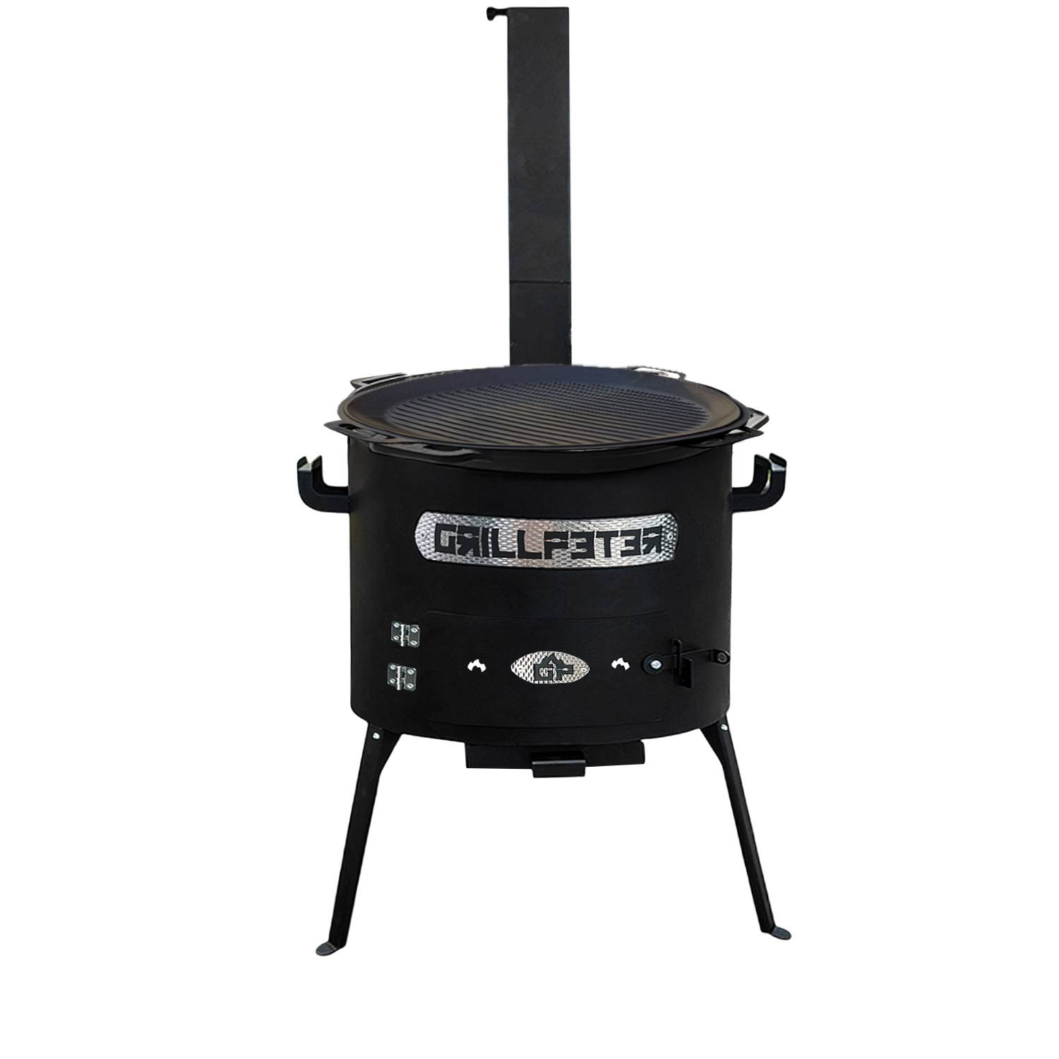 Utschak Set Asamat mit Kazan 15 Liter Gusseisen Grilldeckel Schöpflöffel