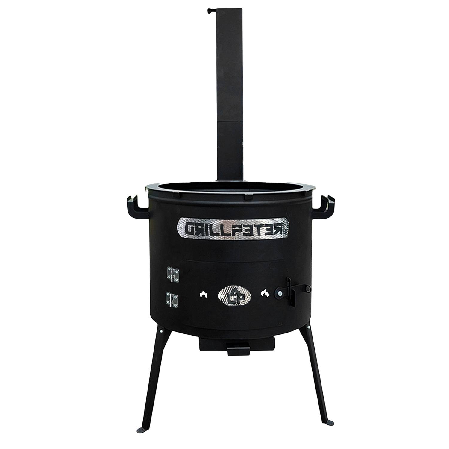 Utschak Set Asamat mit Schornstein Kazan 15 Liter Gusseisen mit Grilldeckel