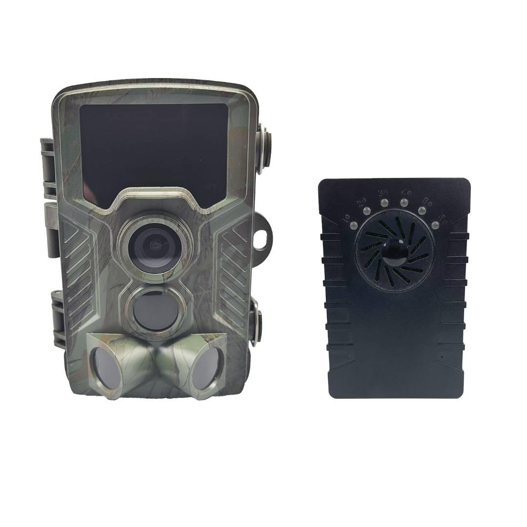 Berger & Schröter | 4K Wildkamera / Melder + Empfänger Set, Ton oder LED Meldung bis 100m, 6 Wildkameras kombinierbar