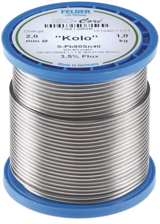 Lötdraht Kolo , DIN EN ISO 9453, S-Pb 60 Sn 40 8088705 Typ Kolo - S-Pb Gewicht 1000 g Draht-Ø 1,0 mm