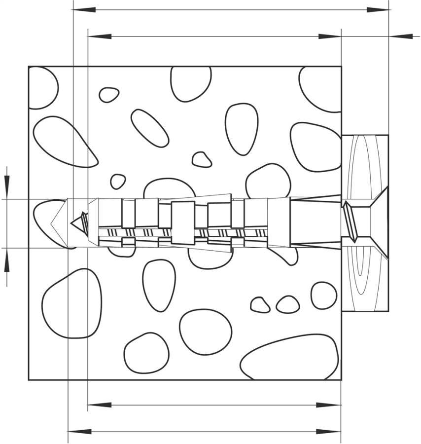 Durchsteckspreizdübel Super 0260525 Typ DSD S 10 Bohrernenn-Ø 10 mm min. Bohrlochtiefe 65 mm Dübellänge 50 mm Schrauben-