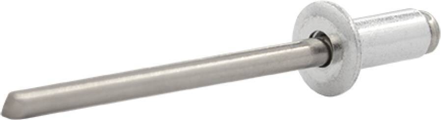 Blindniet Alu/Edelstahl Standard 0703150 Farbe blank Material Alu/Edelstahl Schaft-Ø 4 mm Schaftlänge 16 mm Klemmbereich