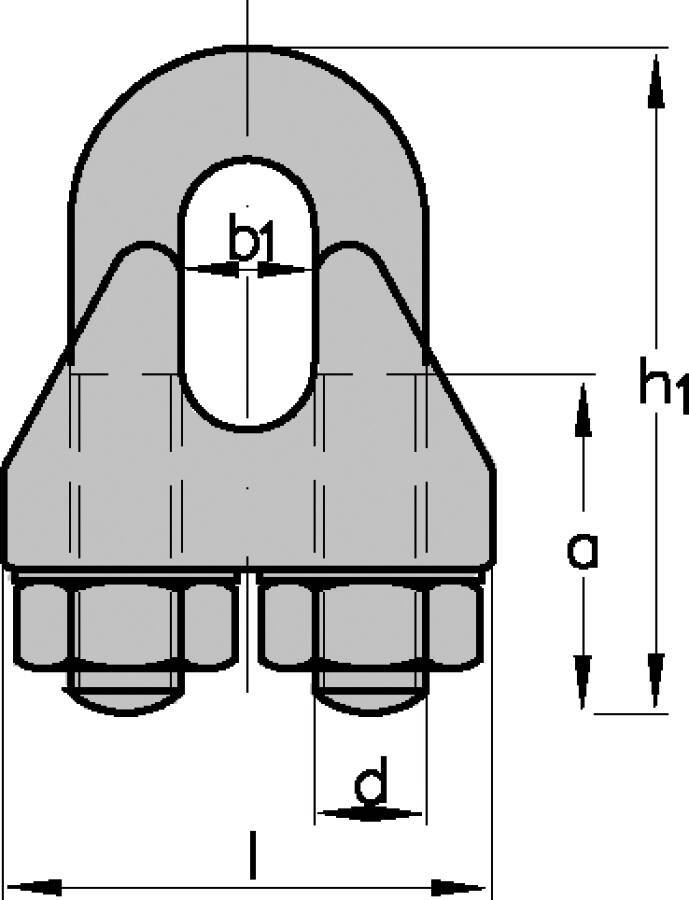 Drahtseilklemmen rostfrei 941046503 max. Seil-Ø 4 mm Gewinde (d) M 4 mm Weite innen (b1) 6 mm Gesamthöhe (h1) 23 mm Brei