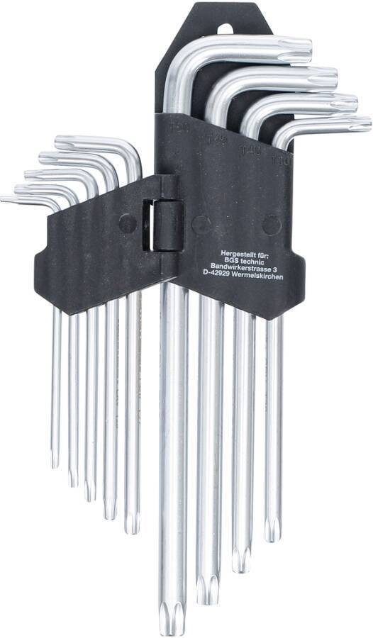 TORX®-Winkelschraubendrehersatz lang, 9-tlg. 816 Größe TX 10 - TX 50 T Schenkellänge 85 - 185 mm Inhalt 9 tlg. T10 x 85