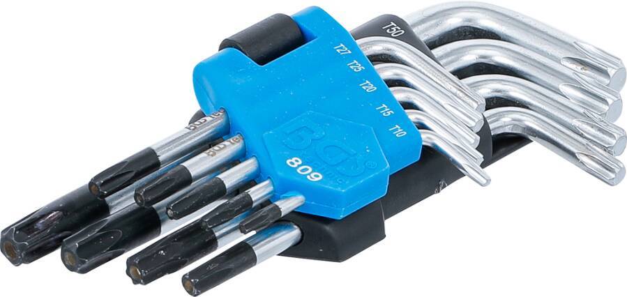 TORX®-Winkelschraubendrehersatz mit Bohrung, 9-tlg. 809 Größe TX 10 - TX 50 T Schenkellänge 52 - 120 mm Inhalt 9 tlg. T1