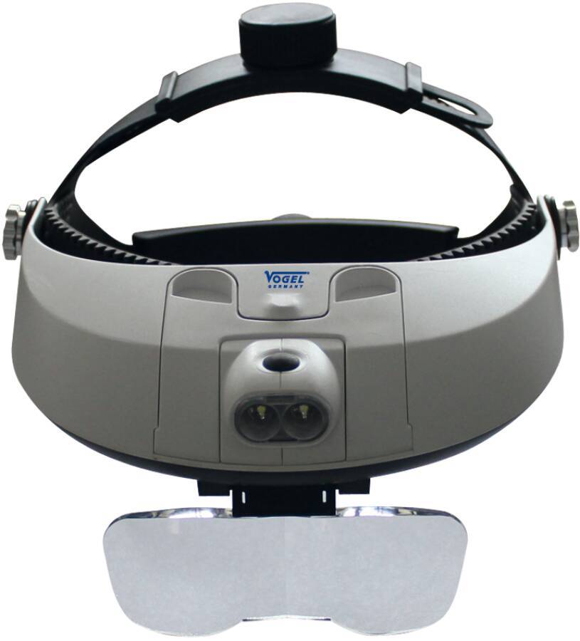Kopfbandlupe mit LED-Leuchte 600230 Vergrößerung 1x / 1,5x / 2x / 2,5x / 3x / 3,5x / 4x / 4,5x / 5,0x / 5,5x / 6x Sichtf