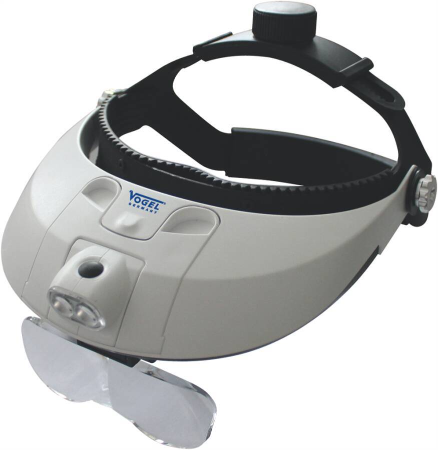 Kopfbandlupe mit LED-Leuchte 600230 Vergrößerung 1x / 1,5x / 2x / 2,5x / 3x / 3,5x / 4x / 4,5x / 5,0x / 5,5x / 6x Sichtf