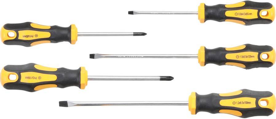 Schraubendrehersatz 2-K-Griff 7946 Ausführung Schlitz/PH Set 5-tlg. Inhalt 3x Schlitz 4,0 - 5,5 - 6,5 mm, 1x Kreuzschlit